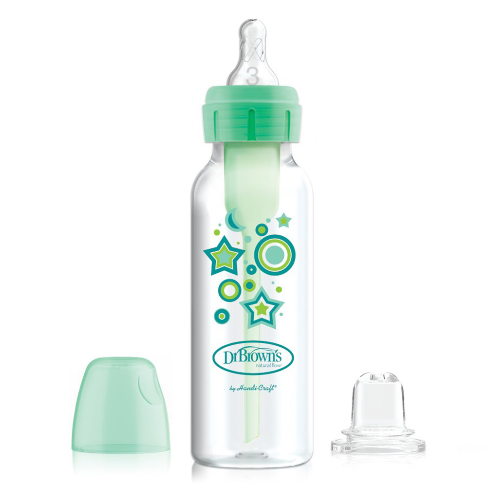 Dr.Brown's Darboğaz Polipropilen Butulka-Fincan 250ml SB81603 Product Options Narrow Bottle to Sippy Starter Kit Green Stars