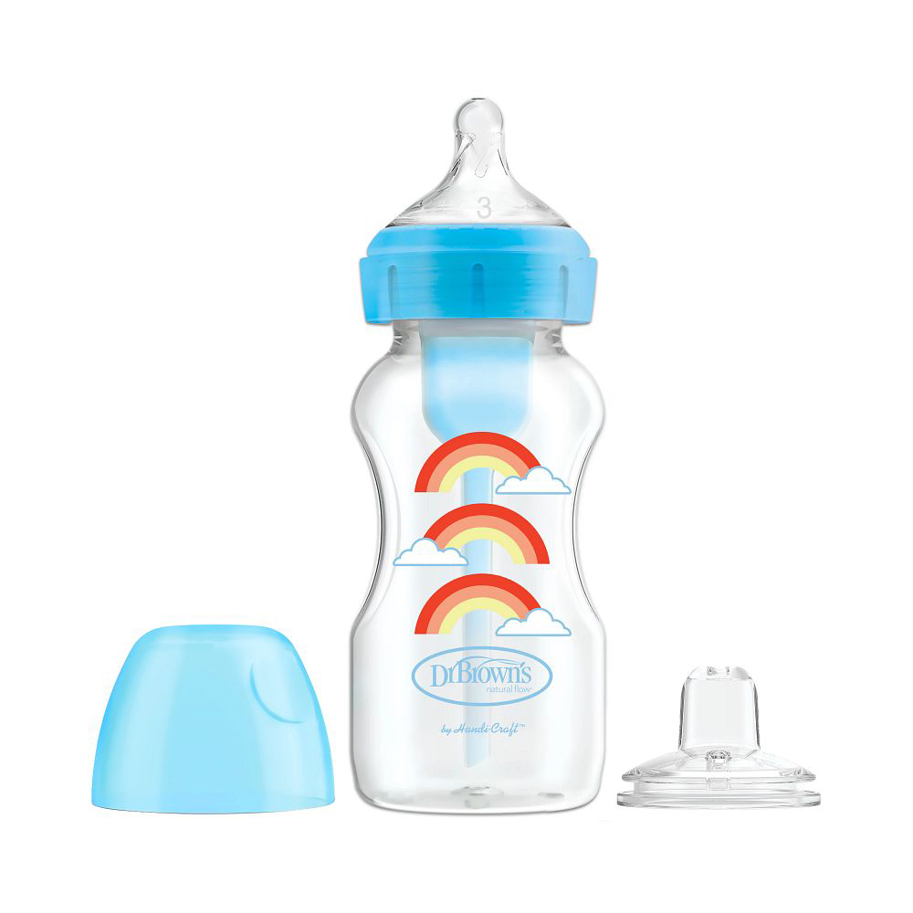 Dr.Brown's Enliboğaz Polipropilen Butulka-Fincan 270ml WB91605 Product Options Wide Neck Bottle to Sippy Starter Kit Blue Rainbows 1